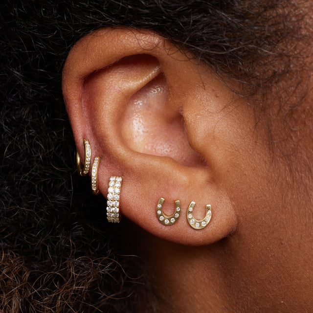 Mini Horseshoe Studs with Diamond Accents