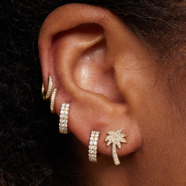 Mini Diamond Palm Tree Studs