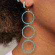 Turquoise 3 Open Circle Drop Earrings