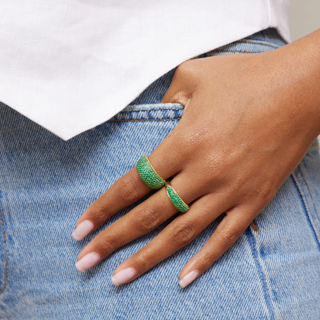 Large Emerald Dome Ring