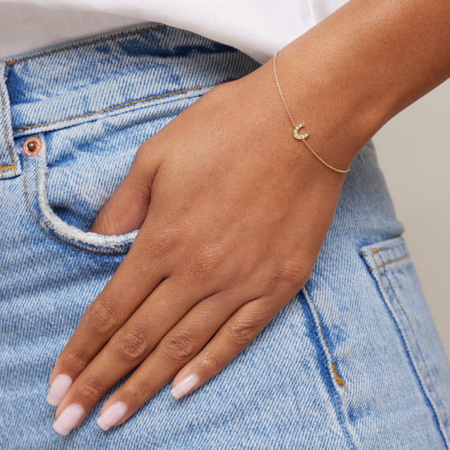 Mini Horseshoe Bracelet with Diamond Accents