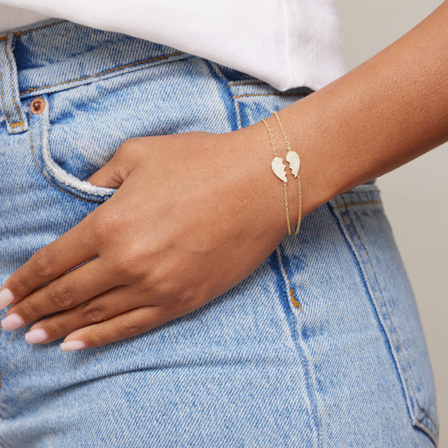 Mini Diamond Piece of My Heart Bracelet Set