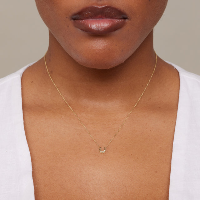 Mini Horseshoe Necklace with Diamond Accents