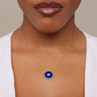 Small Lapis Inlay Circle Necklace with Diamond and Heart Detail