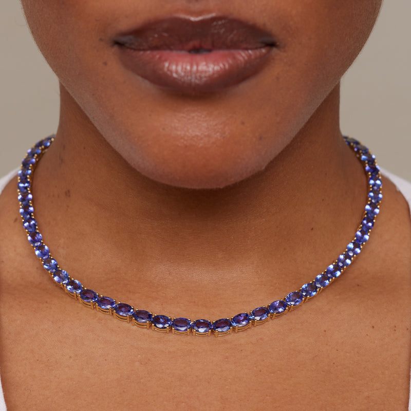 One-of-a-Kind Oval-Cut Tanzanite Tennis Necklace