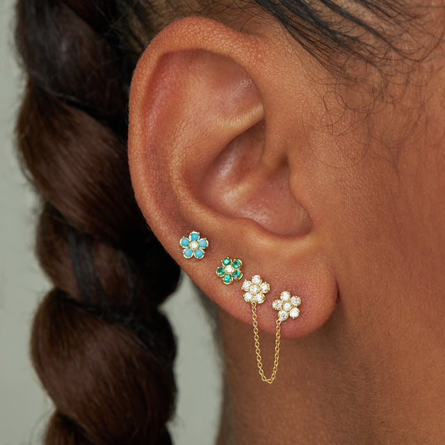 Diamond Double Flower Stud