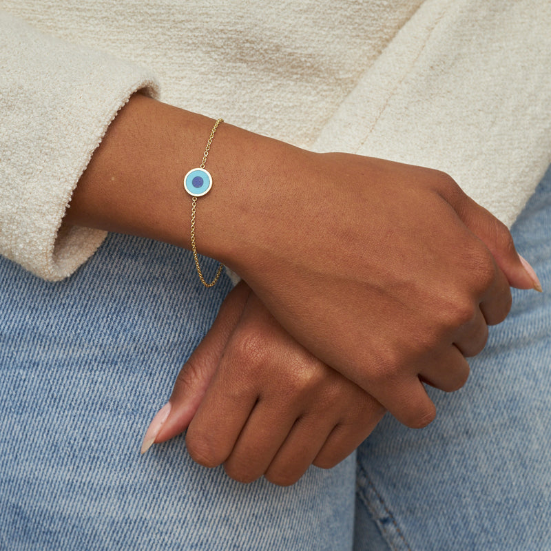 Mini Turquoise Inlay Evil Eye Bracelet