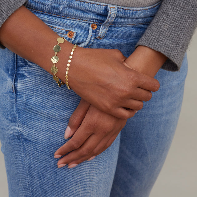 Mini Hammered Disc Link Bracelet