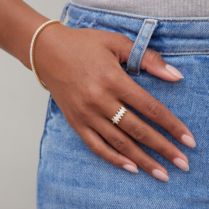 Vertical Marquise-Cut Diamond Ring