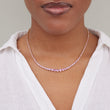 Large Graduated 3-Prong Pink Sapphire Tennis Necklace