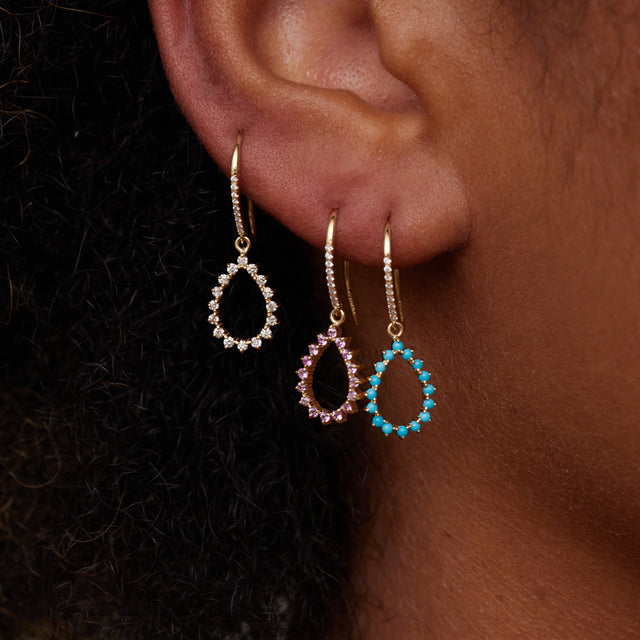 3-Prong Turquoise Mini Open Teardrop Earrings