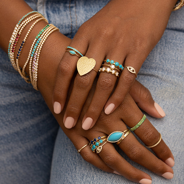 Diamond Mini Open Evil Eye Ring