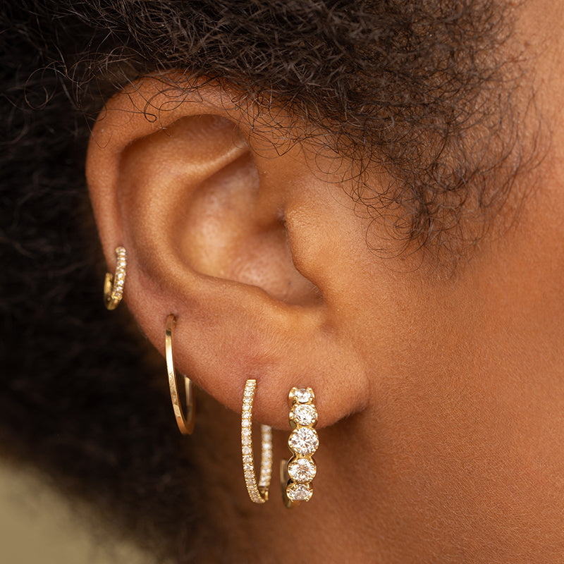 Small Diamond Hoop Earrings 0.75 Diameter, 0.60 Ct. - Etsy