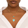 Mini Turquoise Inlay Heart Necklace with Diamonds