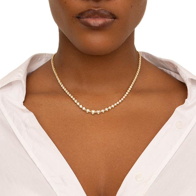 Large Graduated Diamond Tennis Necklace
