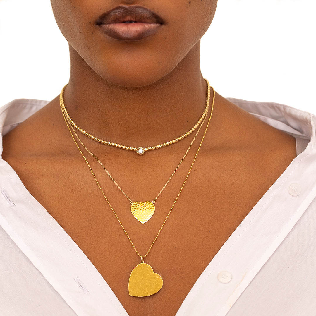 Hammered Heart Necklace for Women