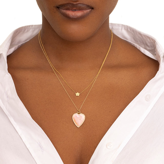Mini Daisy Necklace with Diamond Center
