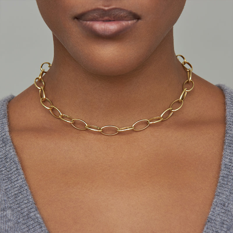 Dillard's Hammered Texture Large Oval Link Chain Necklace | Dillard's