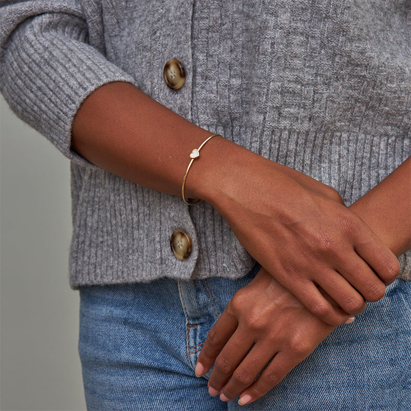 Mother of Pearl Inlay Heart Cuff