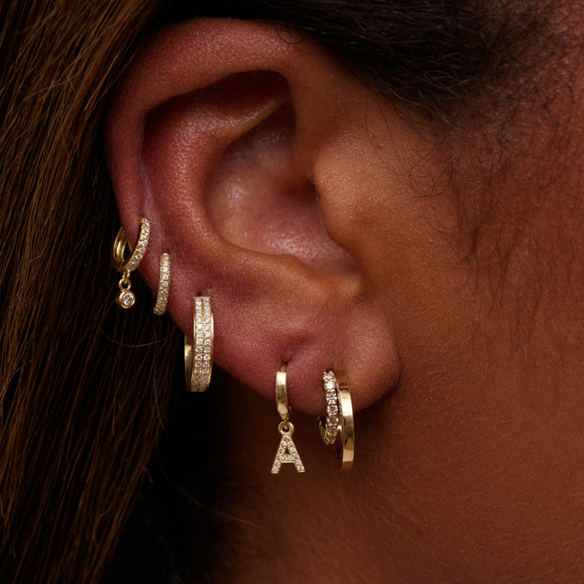 Mini Double Hoops with 4-Prong Diamond Accent