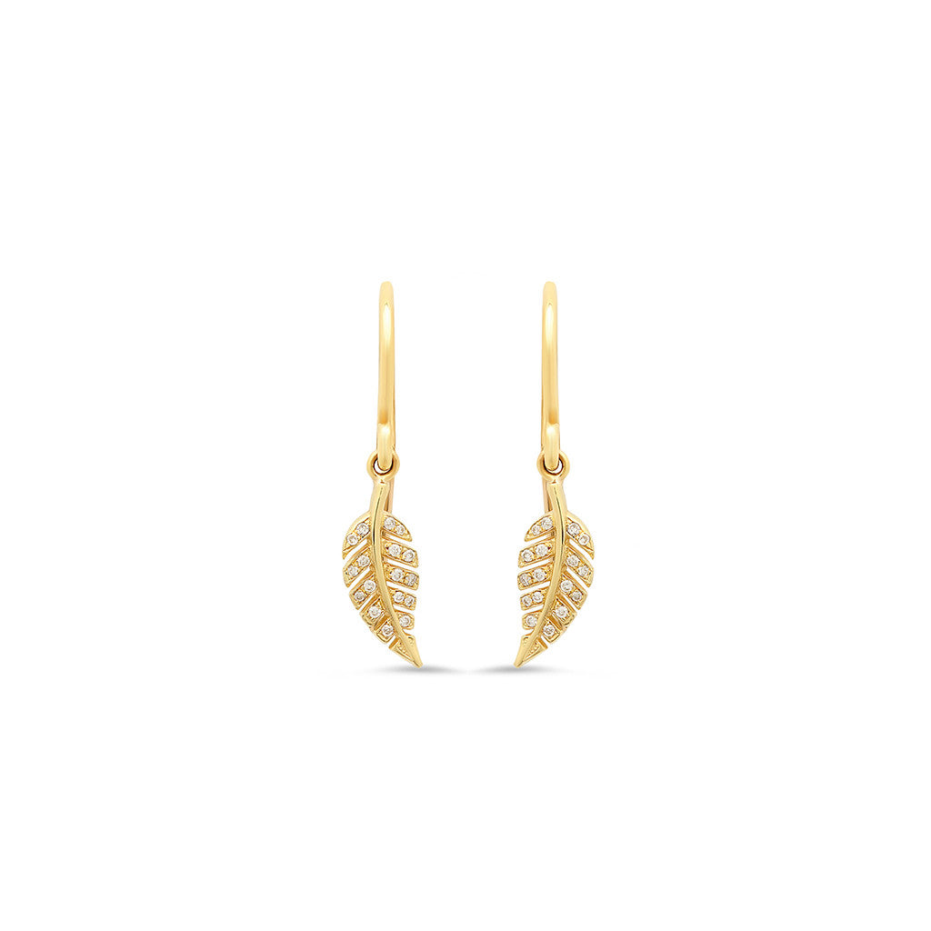 Diamond Mini Leaf Drop Earrings for Women | Jennifer Meyer