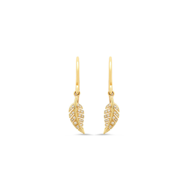 Diamond Mini Leaf Drop Earrings