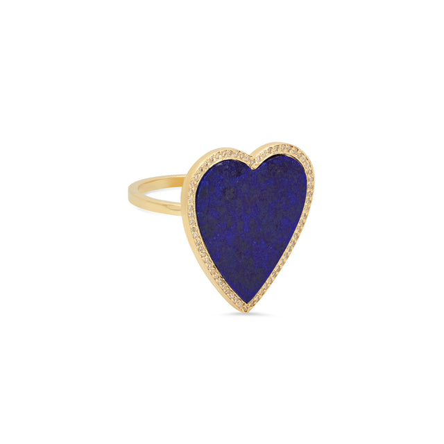 Lapis Inlay Heart Ring with Diamonds