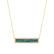 Blue Boulder Opal Inlay Bar Necklace with Diamonds