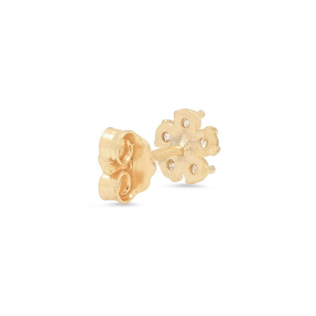 Diamond Flower Studs with Pink Sapphire Center