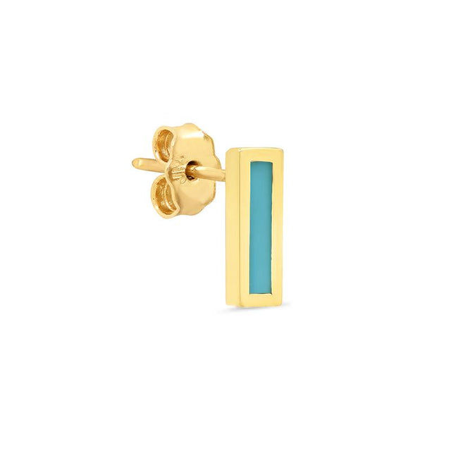 Single Turquoise Inlay Bar Stud