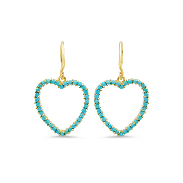 Turquoise Large Open Heart Drop Earrings