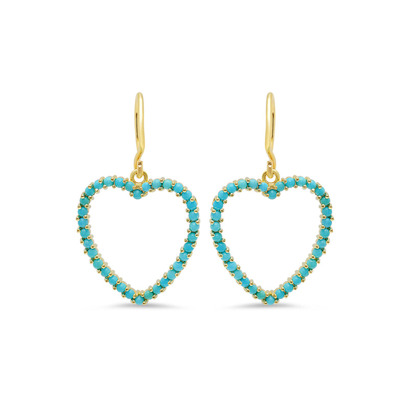 Turquoise Large Open Heart Drop Earrings