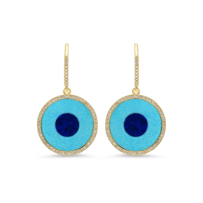 Inlay Evil Eye Drop Earrings with Diamonds