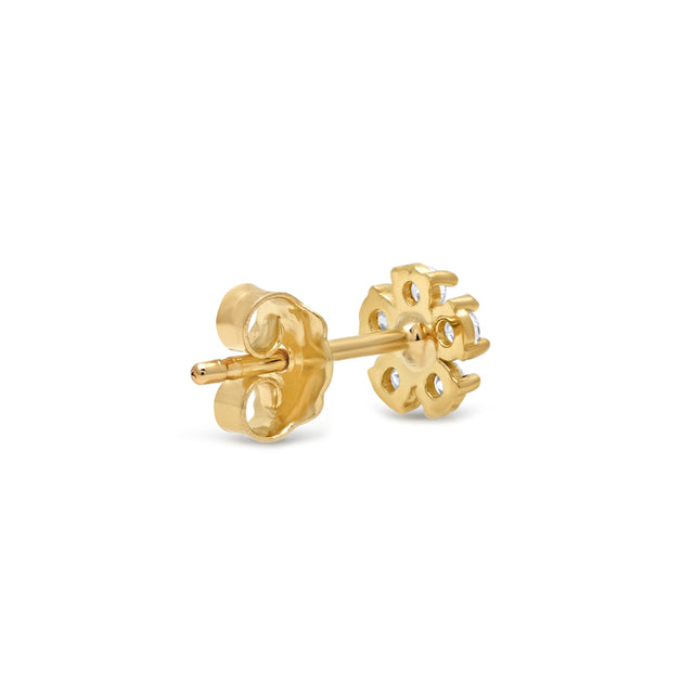 Diamond with Turquoise Center Flower Studs
