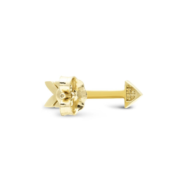 Single Yellow Gold Extra Small Arrow Stud