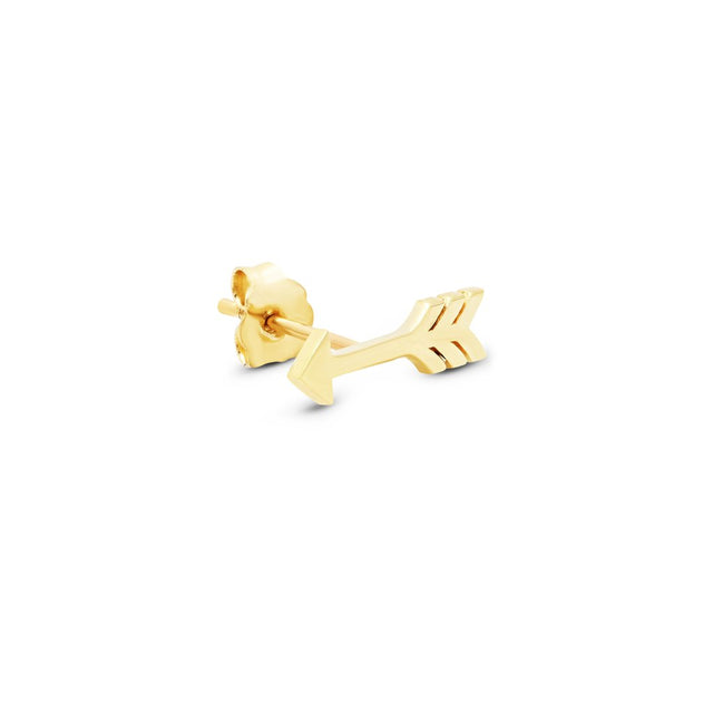 Single Yellow Gold Extra Small Arrow Stud