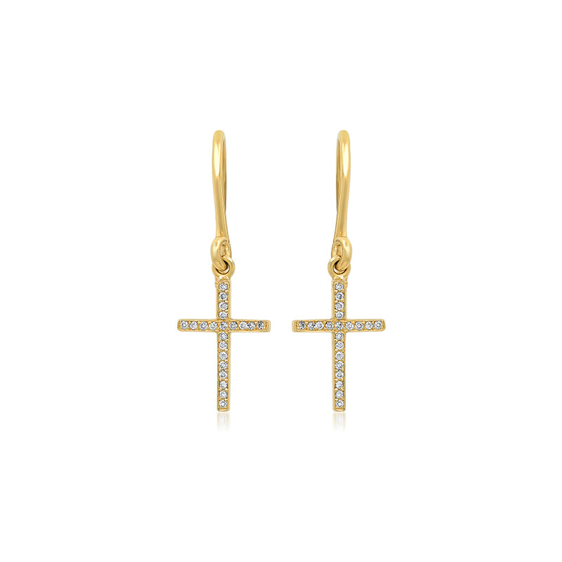 Diamond Cross Earrings