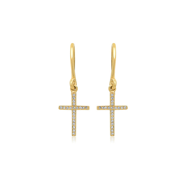 Diamond Cross Earrings