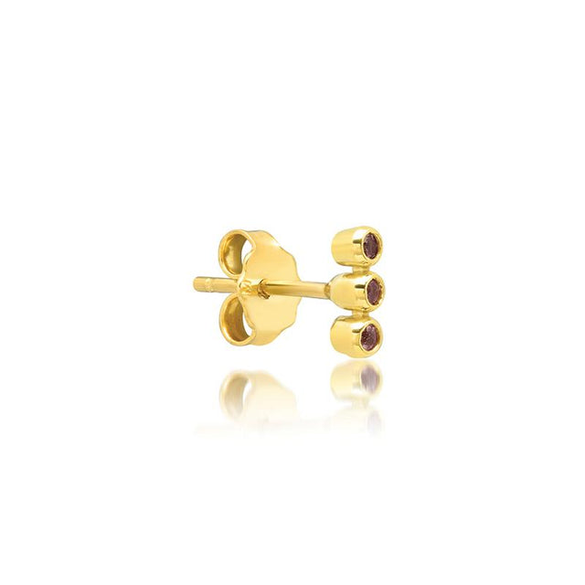 Single 3 Mini Pink Sapphire Bezel Stud