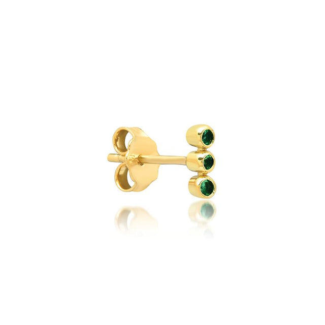 Single 3 Mini Emerald Bezel Stud