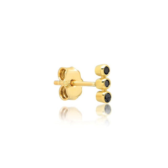 Single 3 Mini Black Diamond Bezel Stud