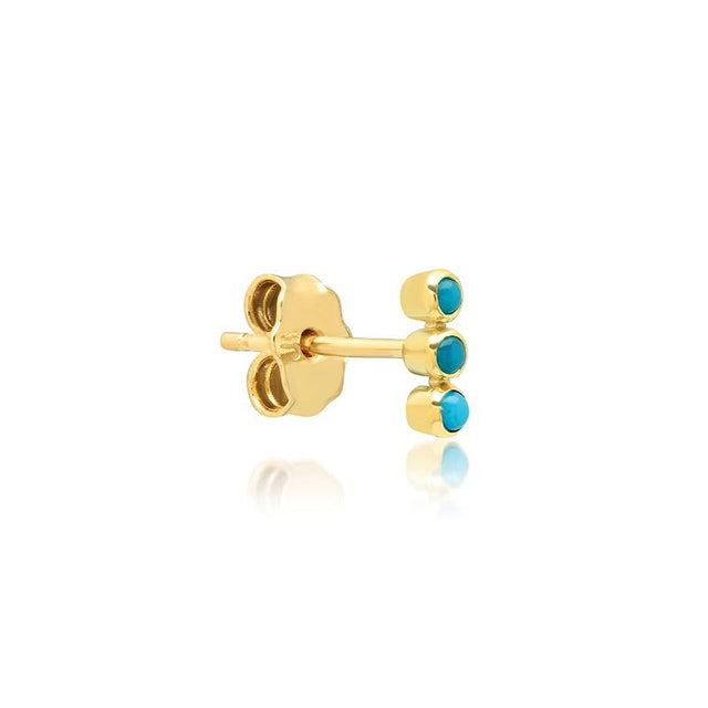 Single 3 Mini Turquoise Bezel Stud