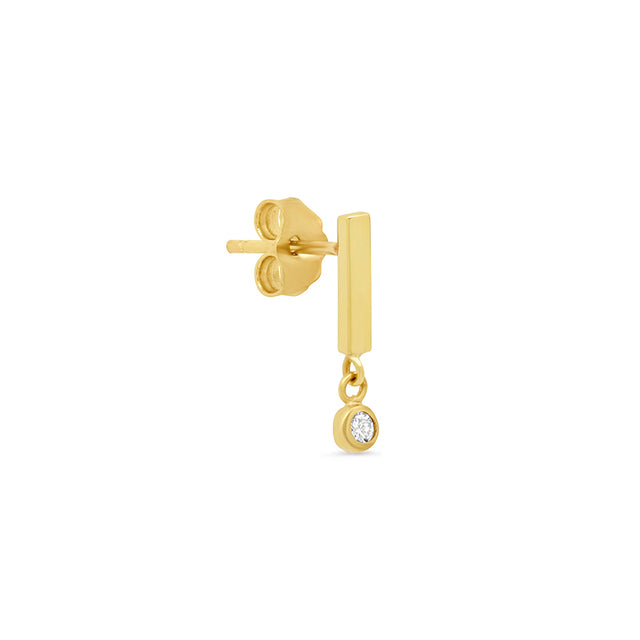 Bar Studs with Diamond Bezel Drop