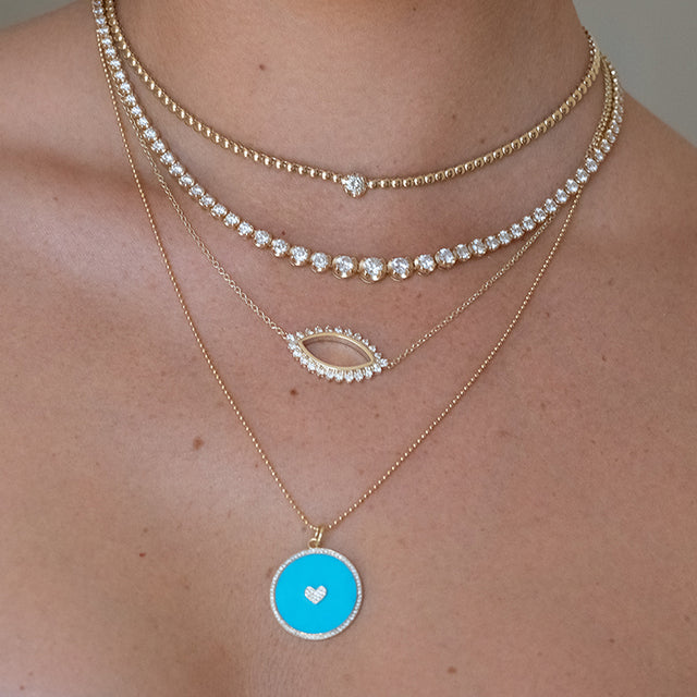 Large Graduated Diamond Tennis Necklace