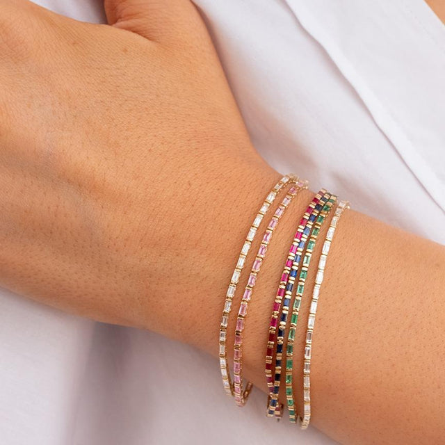 Blue Sapphire Baguette Tennis Bracelet