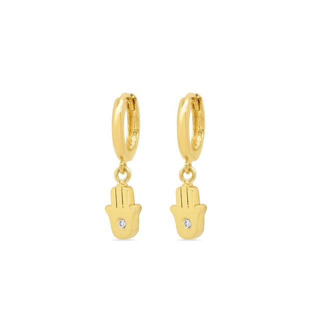 Huggies with Mini Hamsa Drop