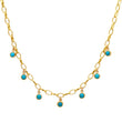 Small Edith Link Necklace with 7 Turquoise Bezel Dangle