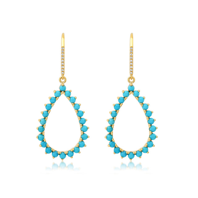 3-Prong Turquoise Open Teardrop Earrings