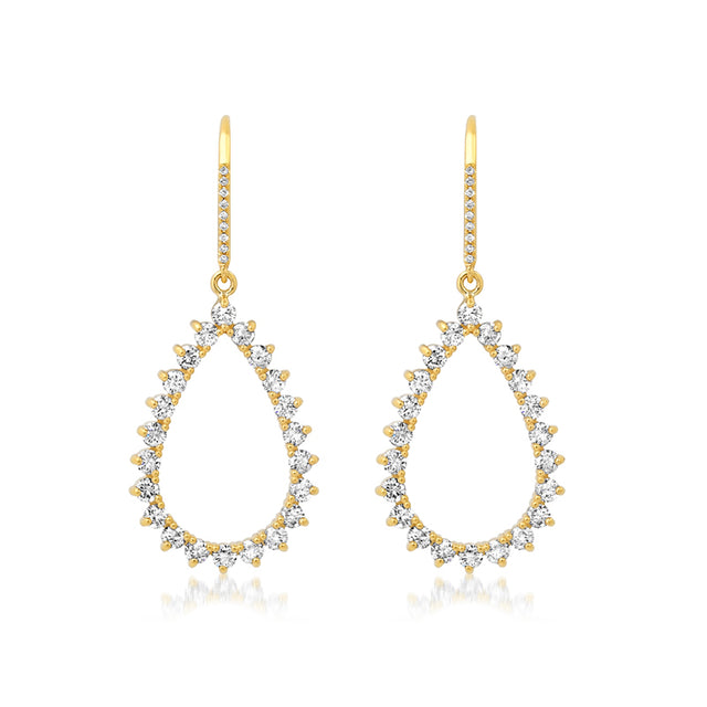 3-Prong Diamond Open Teardrop Earrings