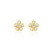 Pearl Flower Studs with Diamond Center